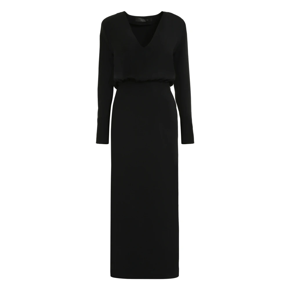 Federica Tosi Elegante Lange Jurk met Voorsplit Black Dames