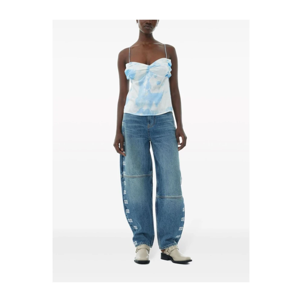 Ganni Satin Slip Top met Bandjes White Dames