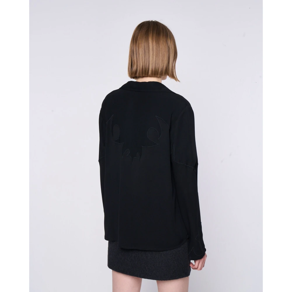 Silvian Heach Blouse met borduurwerk en overhemdkraag Black Dames