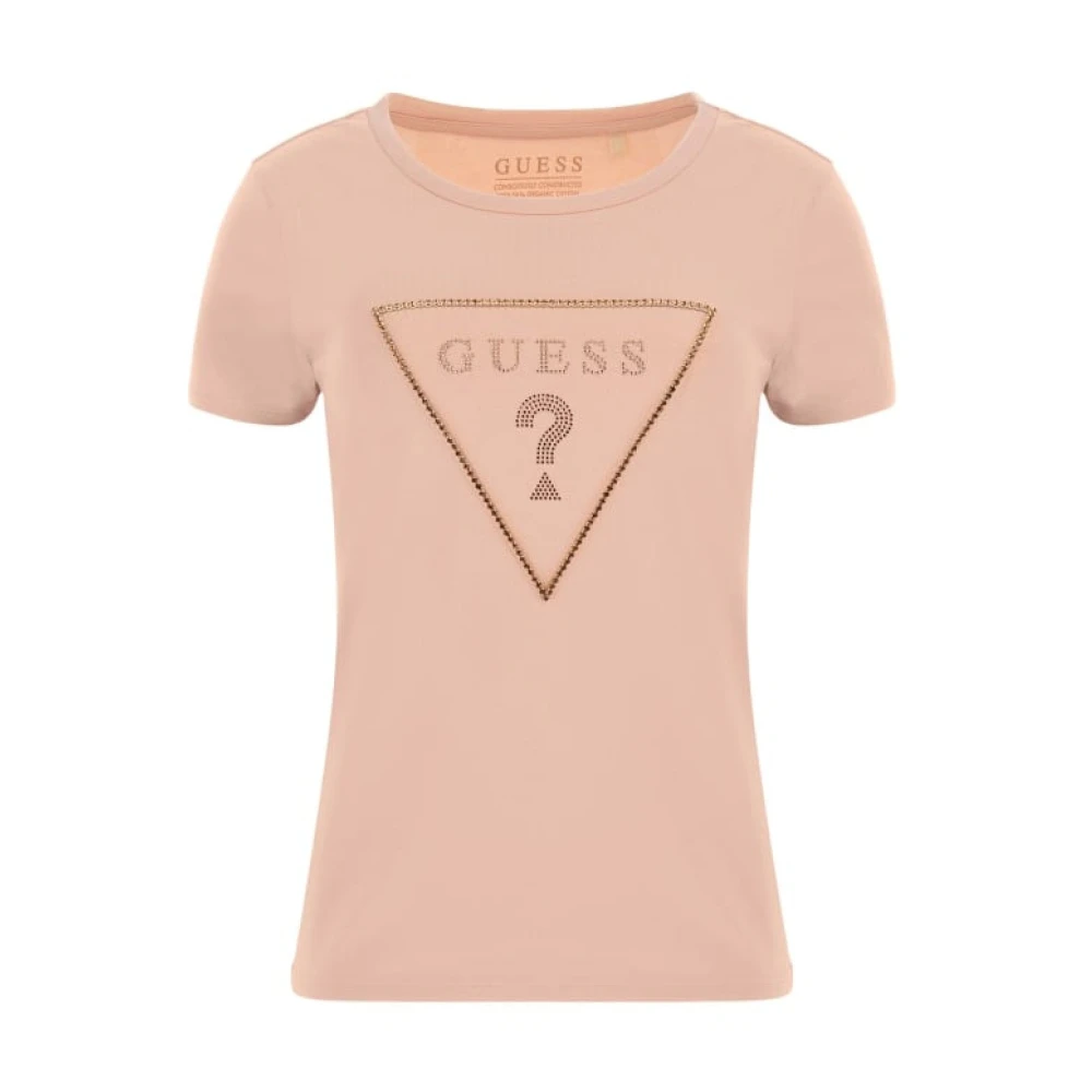 Guess Roos Logo T-shirt van Katoen Pink Dames