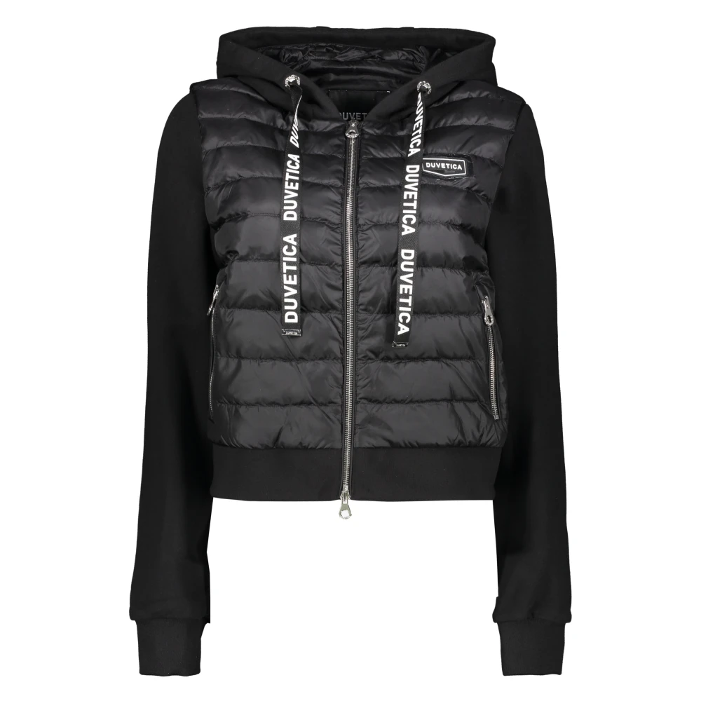 Duvetica Jas met logopatch en geribde manchetten Black Dames