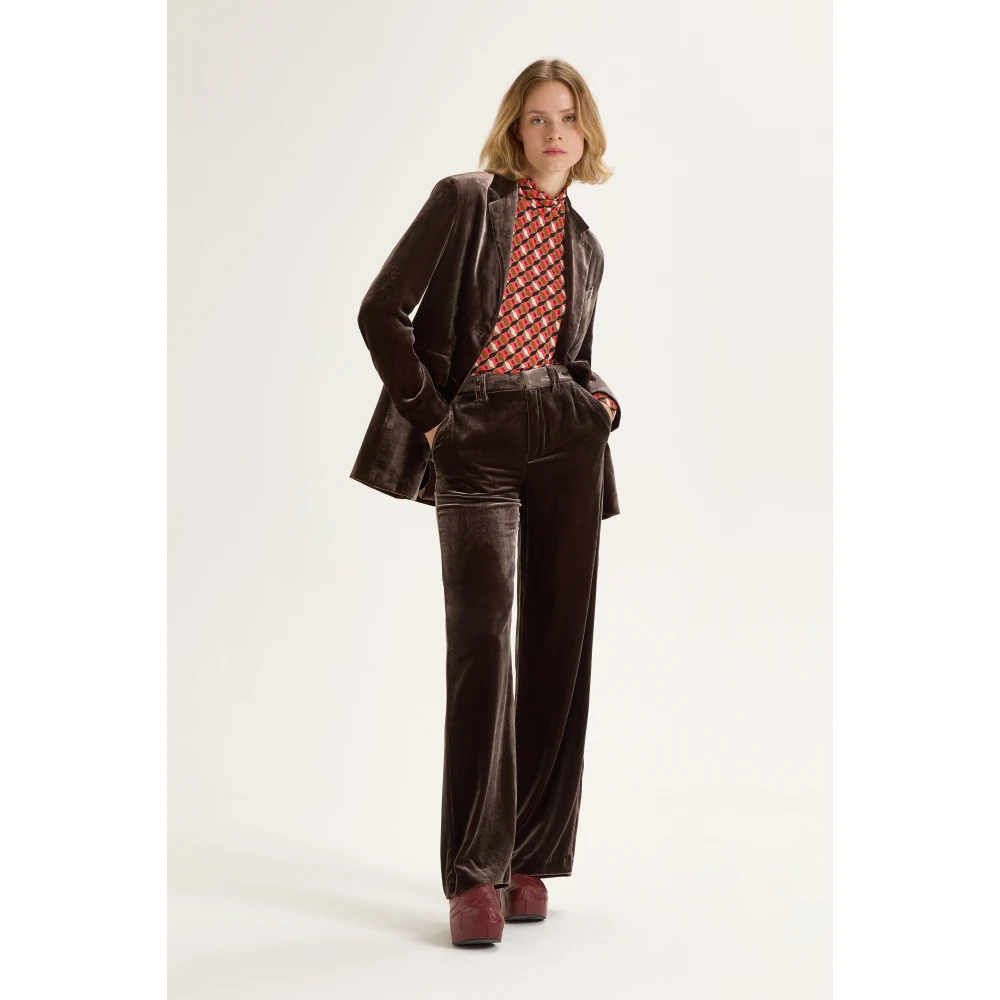 Maliparmi Fluid Velvet Broek Brown Dames