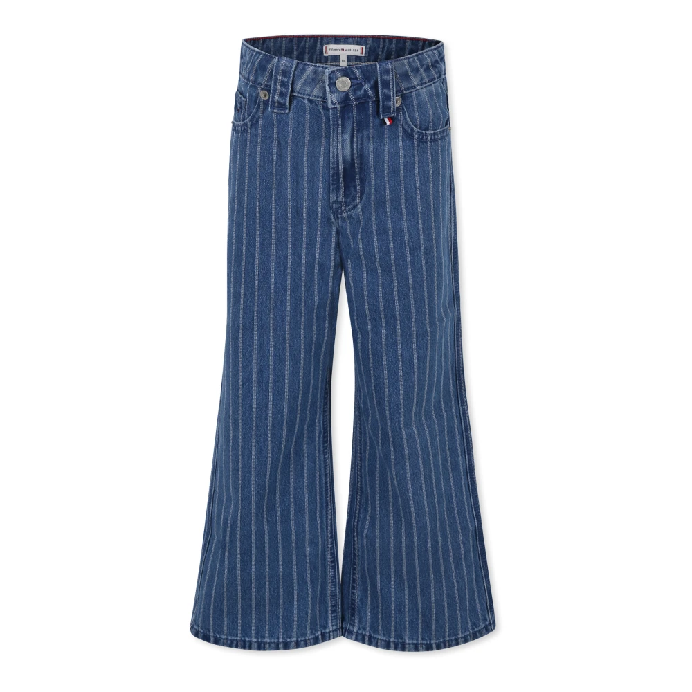 Tommy Hilfiger Randsatt Denim Jeans med Ikoniskt Flagga Blue, Flicka