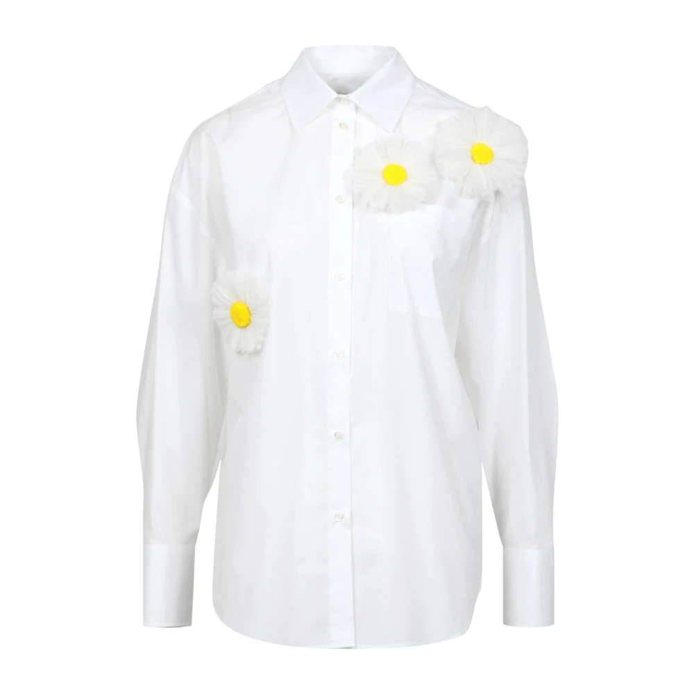 Msgm Witte Daisy Applique Shirt White Dames