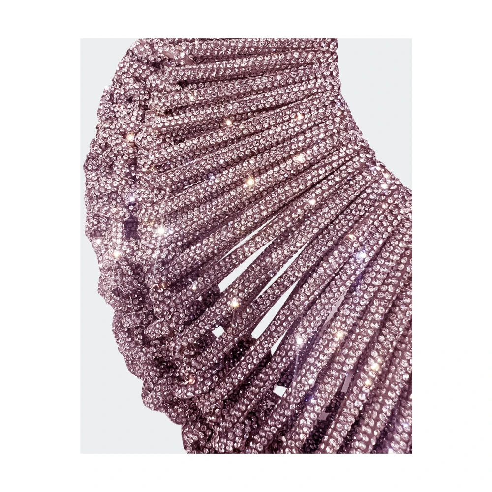 Hibourama Cirkelvormige Kristallen Handtas Pink Dames