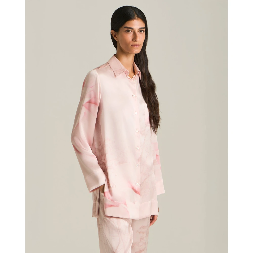 Kiton Zijden shirt met bedrukt patroon Pink Dames