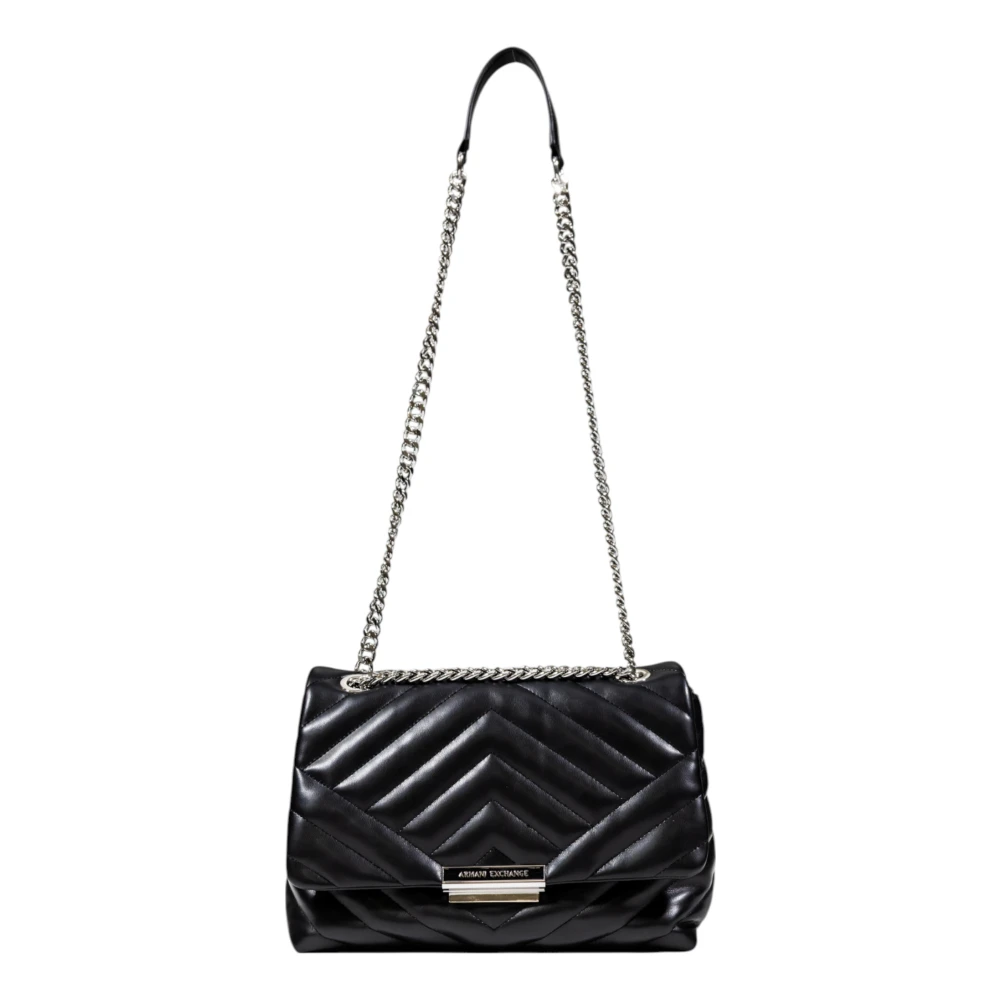 Armani Exchange Vrouw Zwart Tassen Dames, One Size, Polyester, Chevron Quilted Messenger Bag