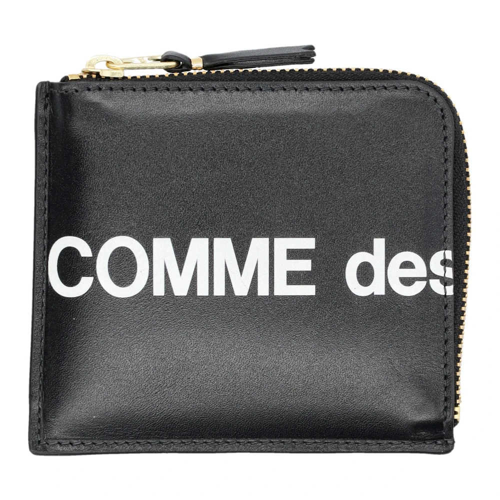 Comme des Garçons Zwarte Leren Logo Portemonnee Black Unisex