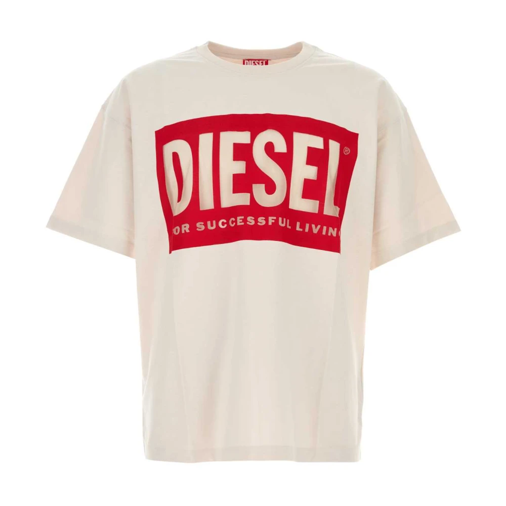 Diesel Oversize T-Box Ivoor Katoen Blend Tee Beige Heren