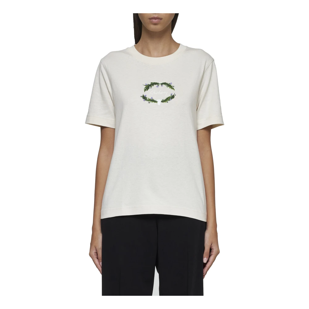 Burberry Multicolor Logo Crew Neck T-shirt White Dames