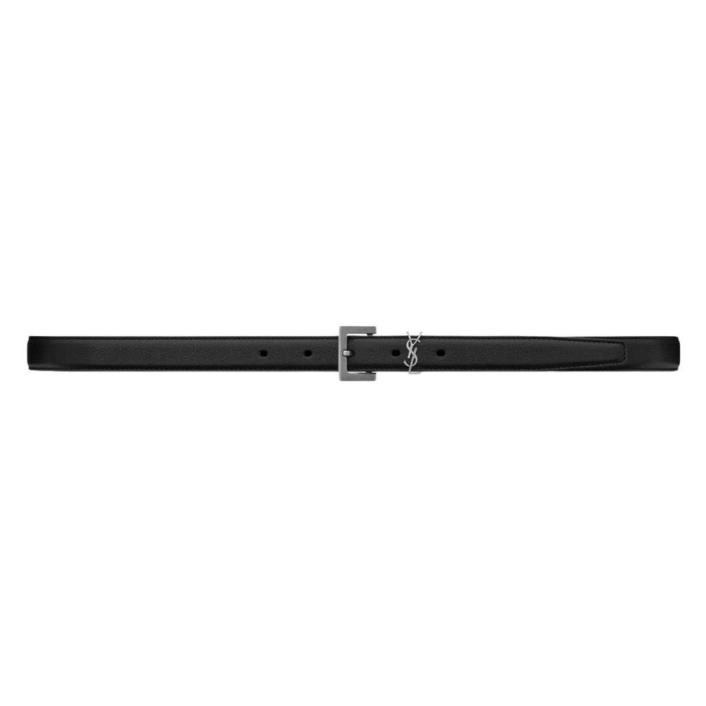Saint Laurent Zwarte Leren Riemen Black Heren