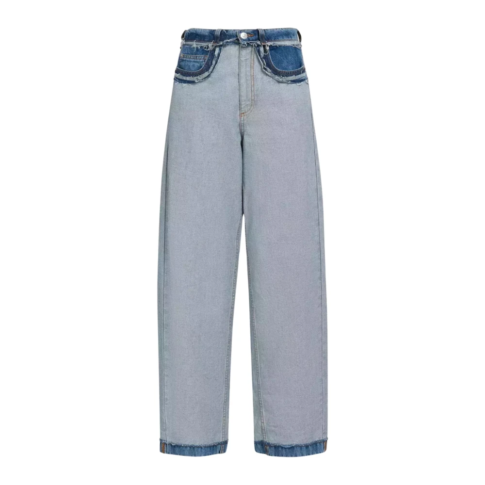 Marni Women's Blue Low-Rise Cotton Wide-Leg Jeans