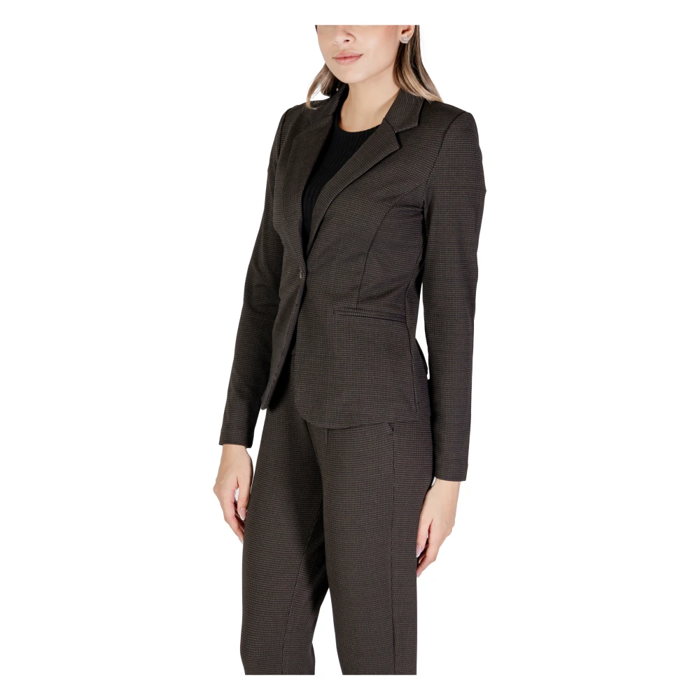 Ichi Bruine Blazer met Zakken en Revers Brown Dames