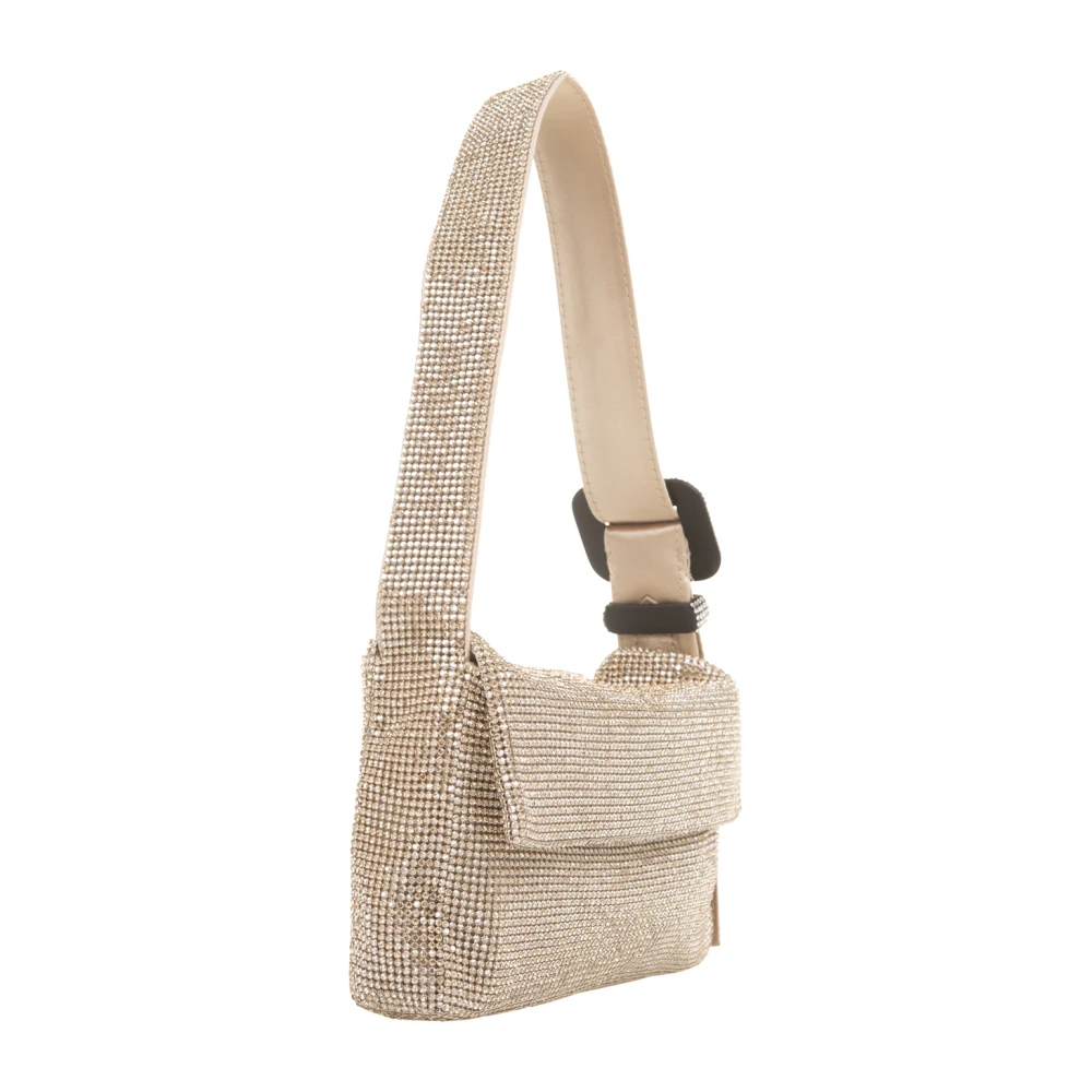 Benedetta Bruzziches Kristal Metalen Mesh Schoudertas Beige Dames