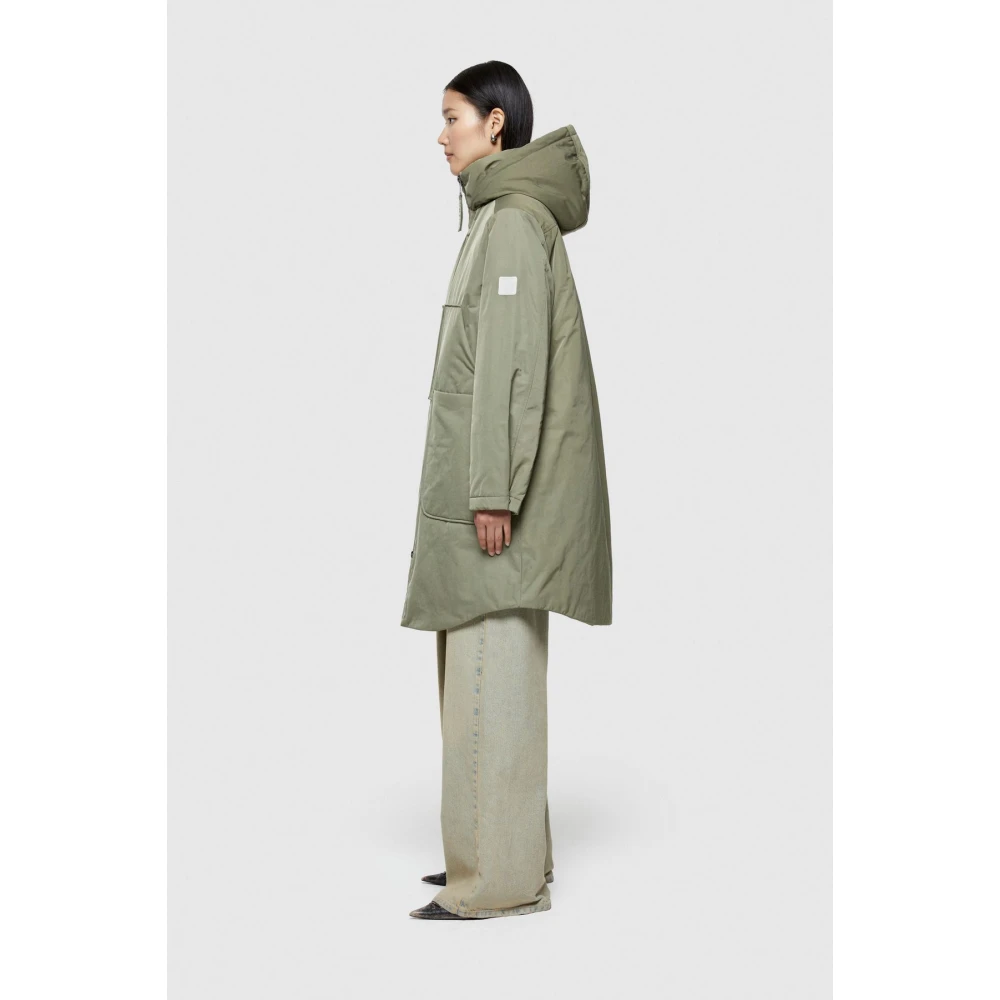 OOF Wear Lange nylon parka met capuchon Green Dames