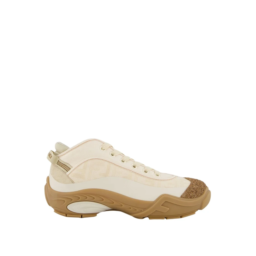 Fendi Lab Fabric Mid-Tops Heren Schoenen Wit