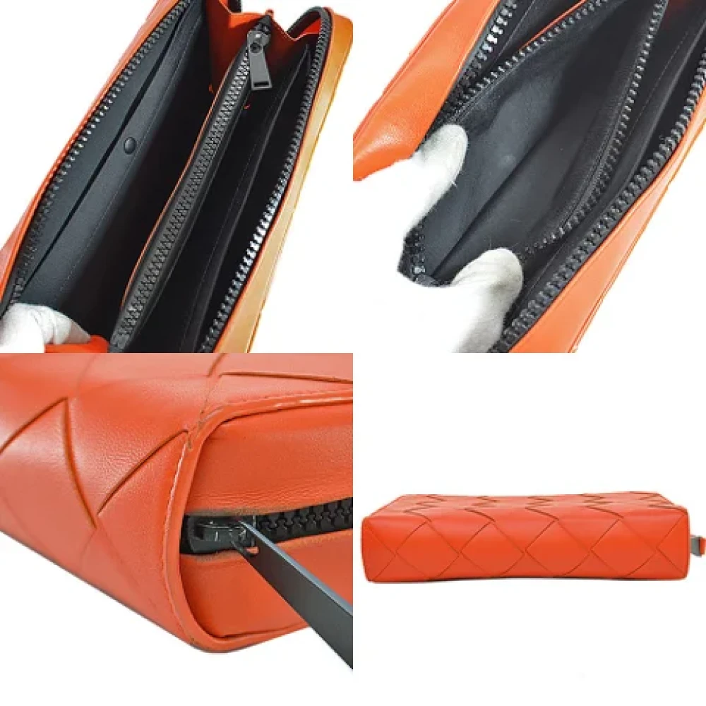 Bottega Veneta Vintage Pre-owned Leather clutches Orange Dames