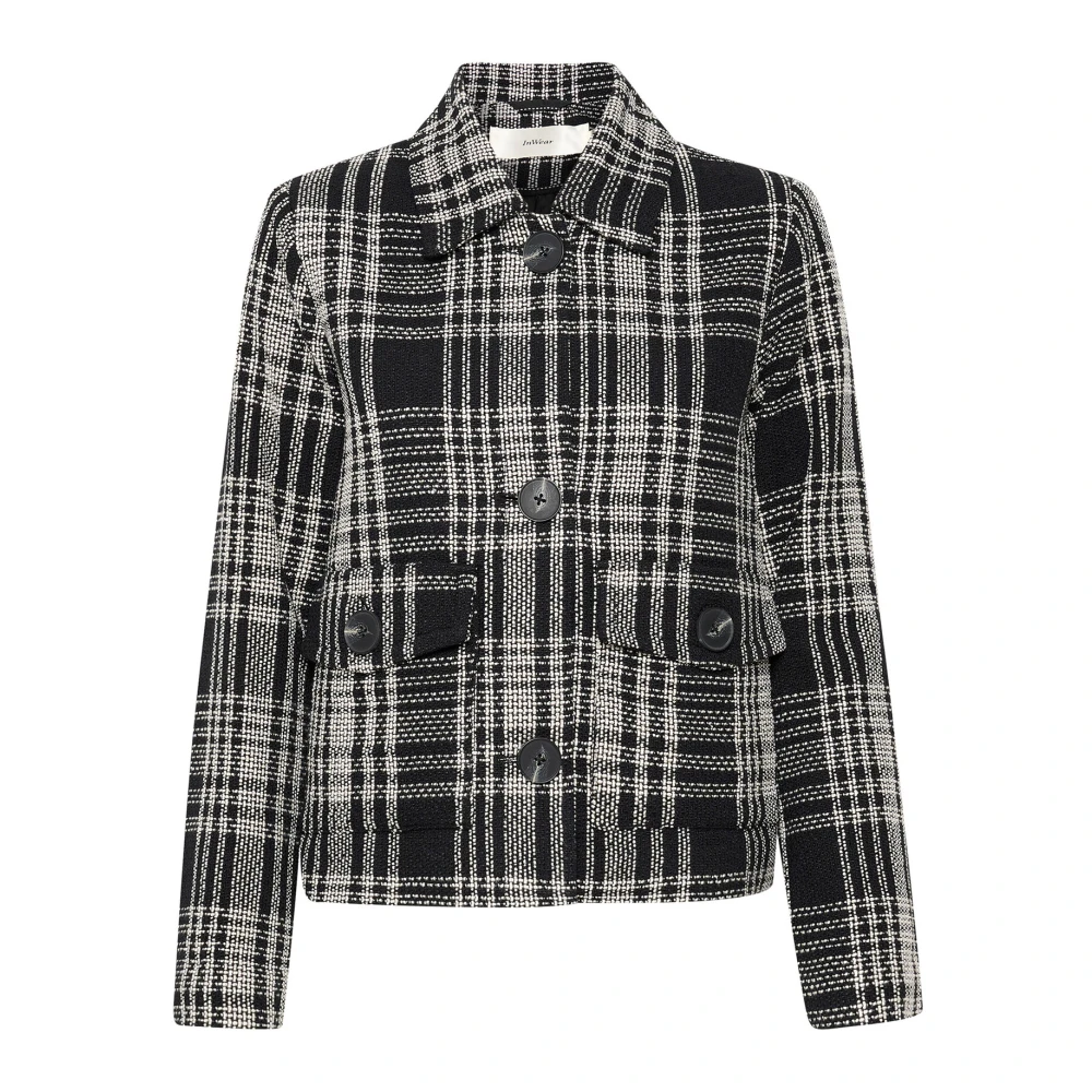 InWear Zwart en wit jack met overhemdkraag Black Dames