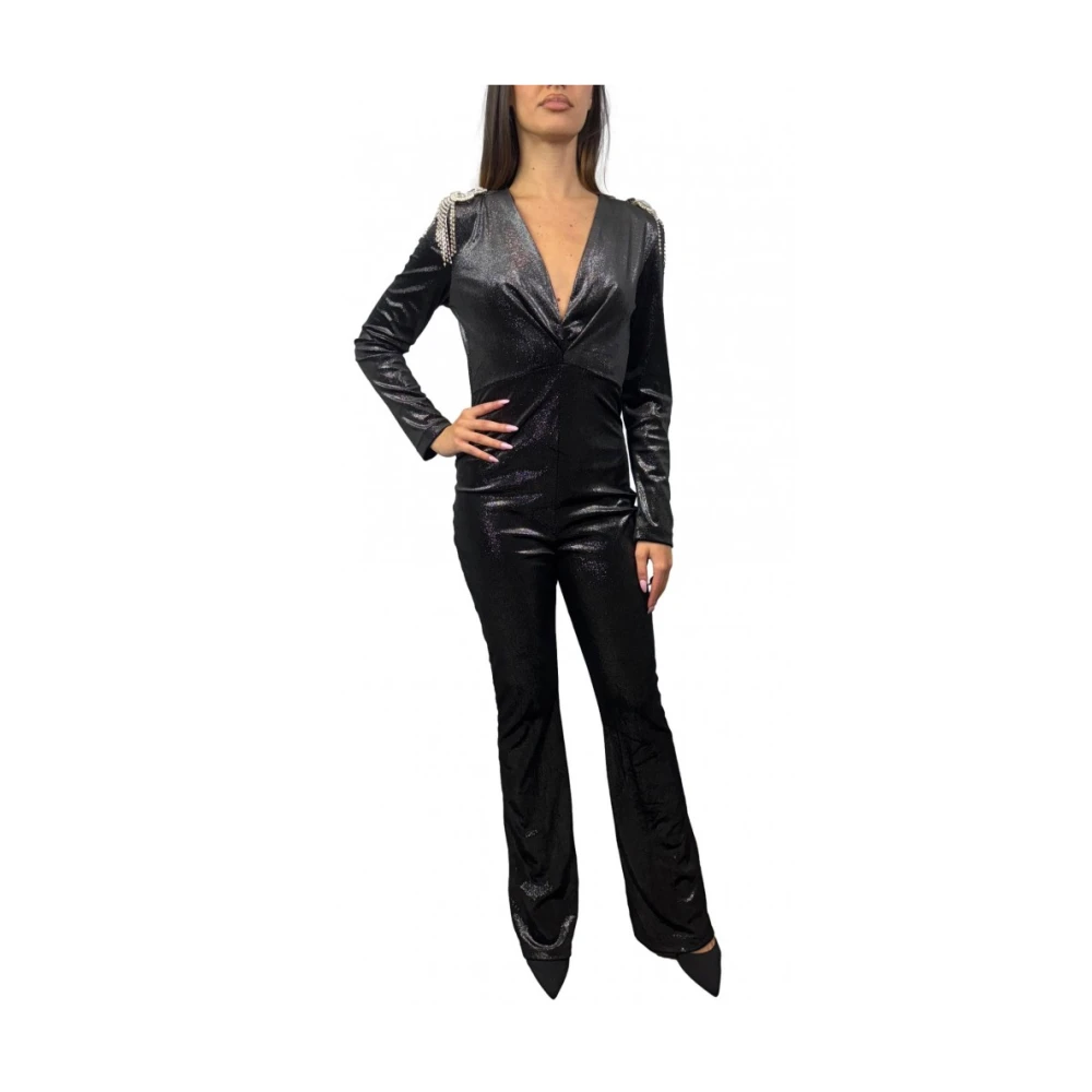 ViCOLO Zwarte jumpsuit met polyester en elastaan Black Dames