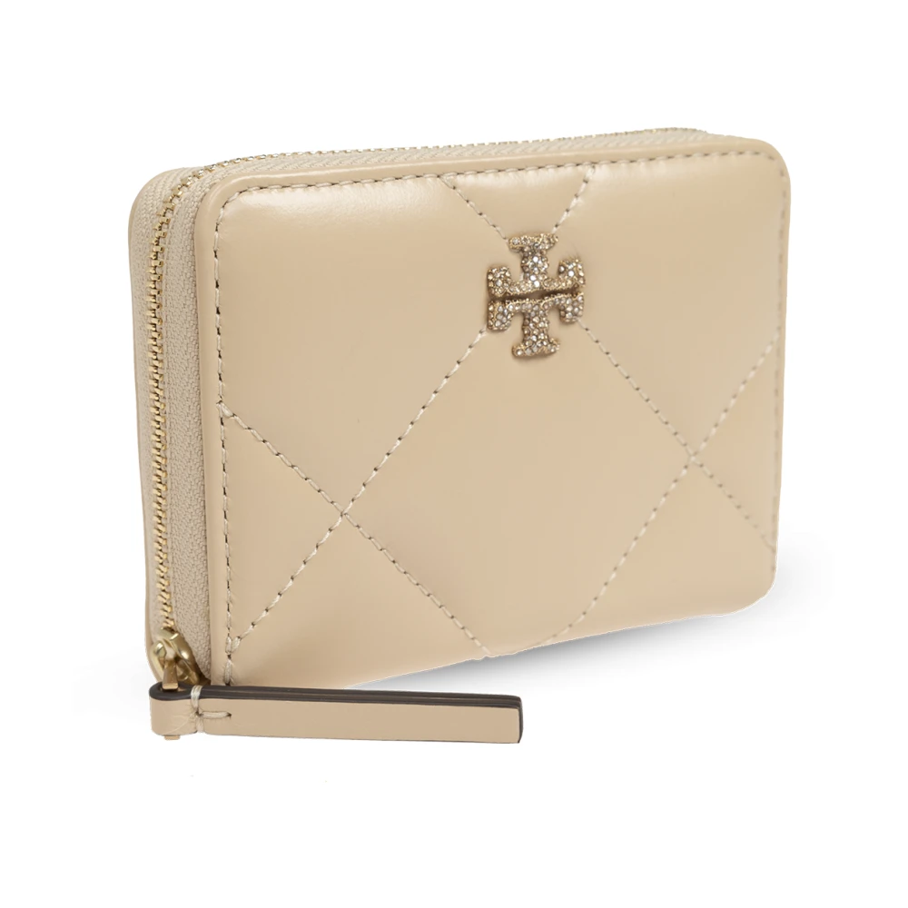 TORY BURCH Leren portemonnee Kira Beige Dames