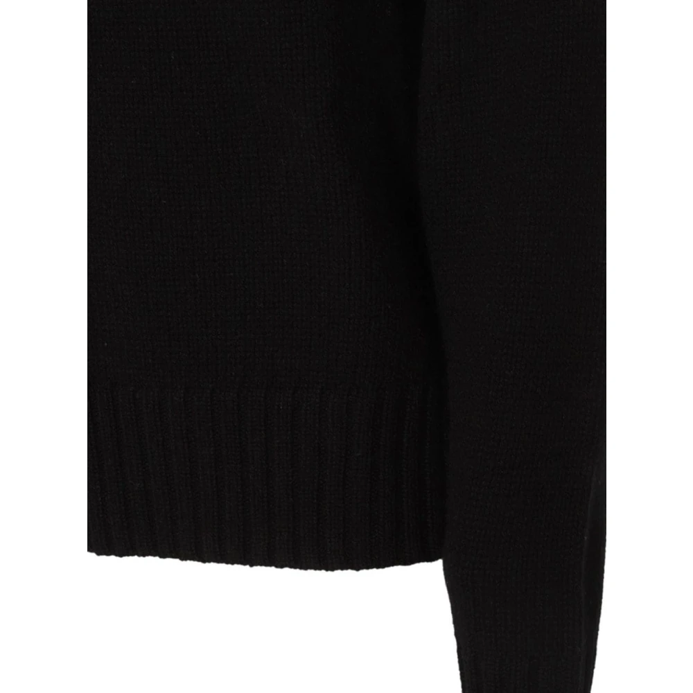 allude Zwarte Geribbelde Coltrui Trui Black Dames