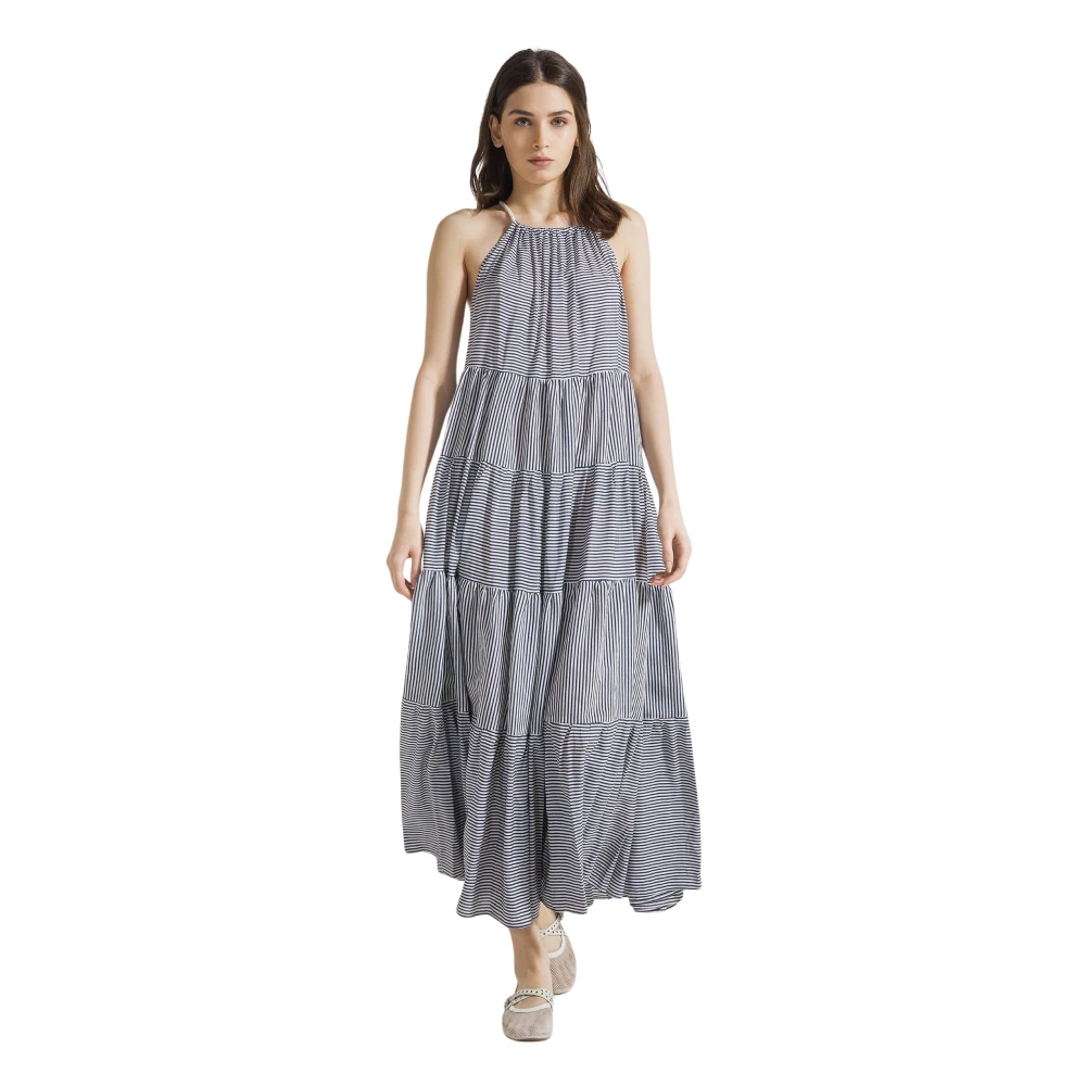 Seventy Multicolor Abito Smanicato In Viscosa Rigato - Female - Maxi Dresses - S - Dresses