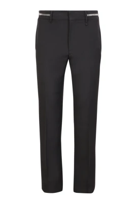 Svarta Slim Fit Ullbyxor