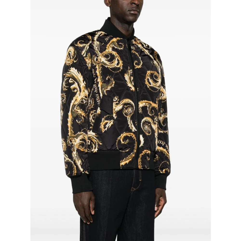 Versace Jeans Couture Zwarte Parka Jas Luxe Stijl Multicolor Heren