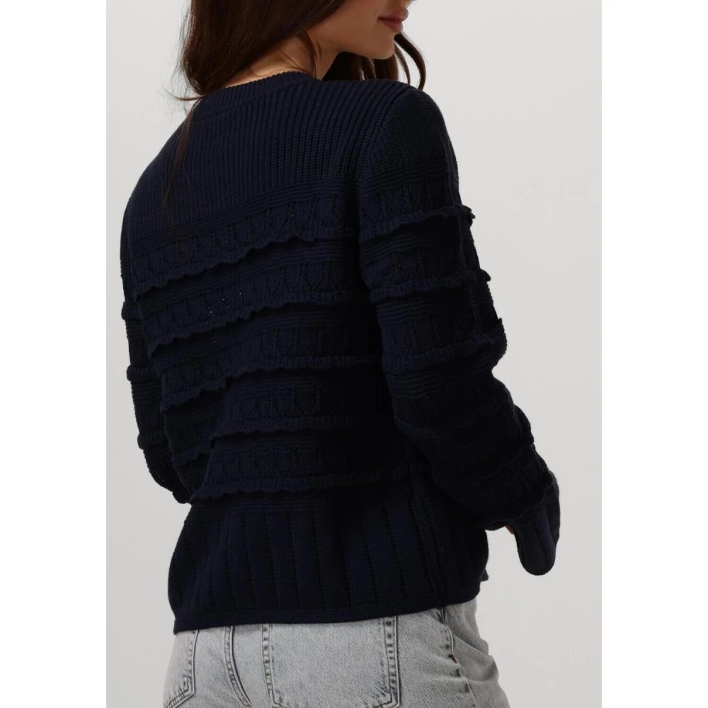 Y.A.S Navy Gebreide Pullover Stijlvol Herfst Blue Dames