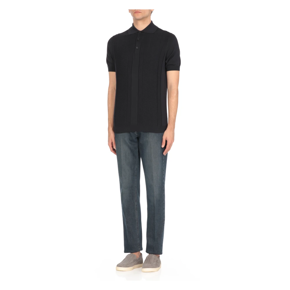 BRUNELLO CUCINELLI Blauw Katoenen Poloshirt voor Mannen Blue Heren