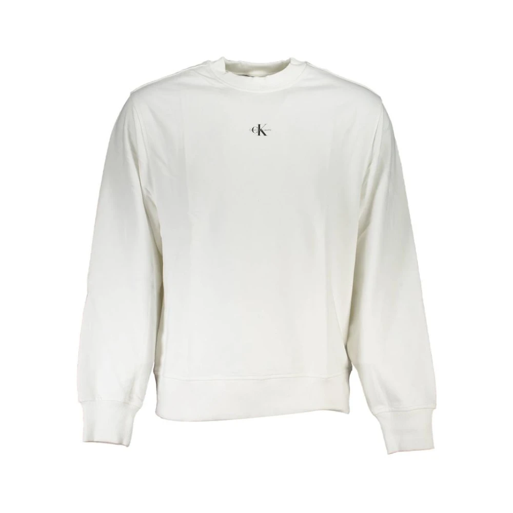 Calvin Klein, Herren, Pullover, White Cotton Men's Sweatshirt, Weiss, (XL) - Bild 3