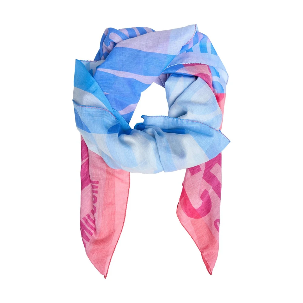 Moschino Blauwe Zijden Sjaal Elegante Stijl Multicolor Dames