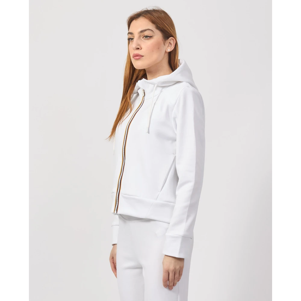 K-way Witte Cropped Sweater met Half Zip White Dames