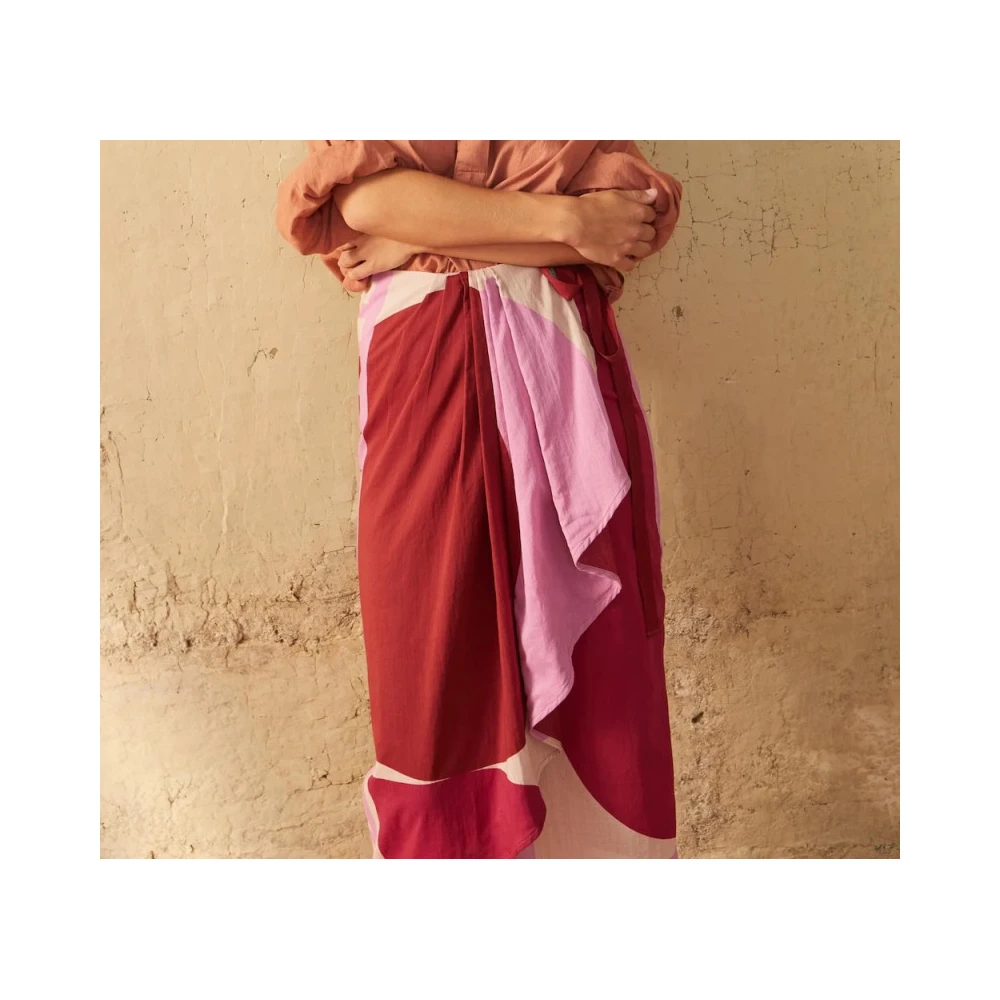 Mare Di Latte Grafische Roze Katoenen Omslagrok Multicolor Dames