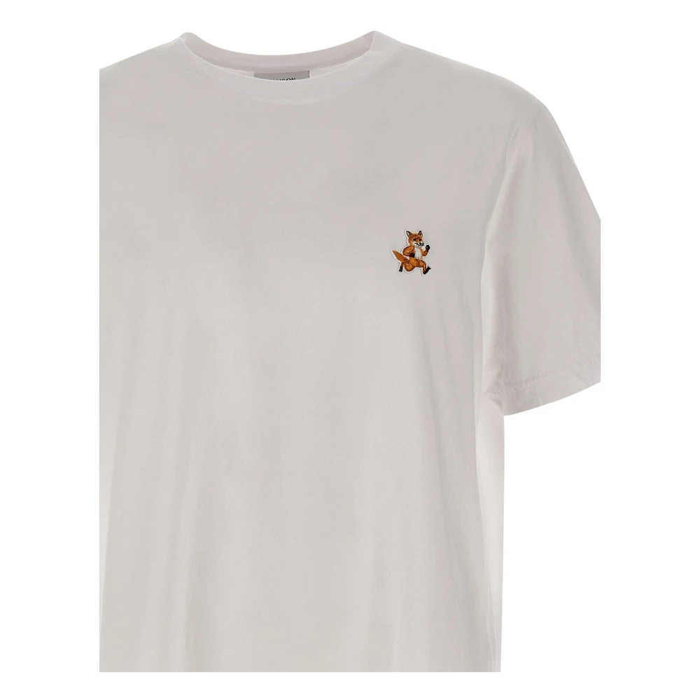 Maison Kitsuné Fox Logo Wit Katoenen T-shirt White Heren