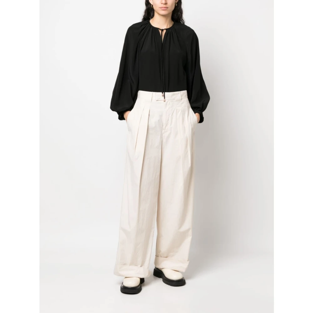 Phaeonia Zwarte Zijden Zelfstrik Blouse Black Dames