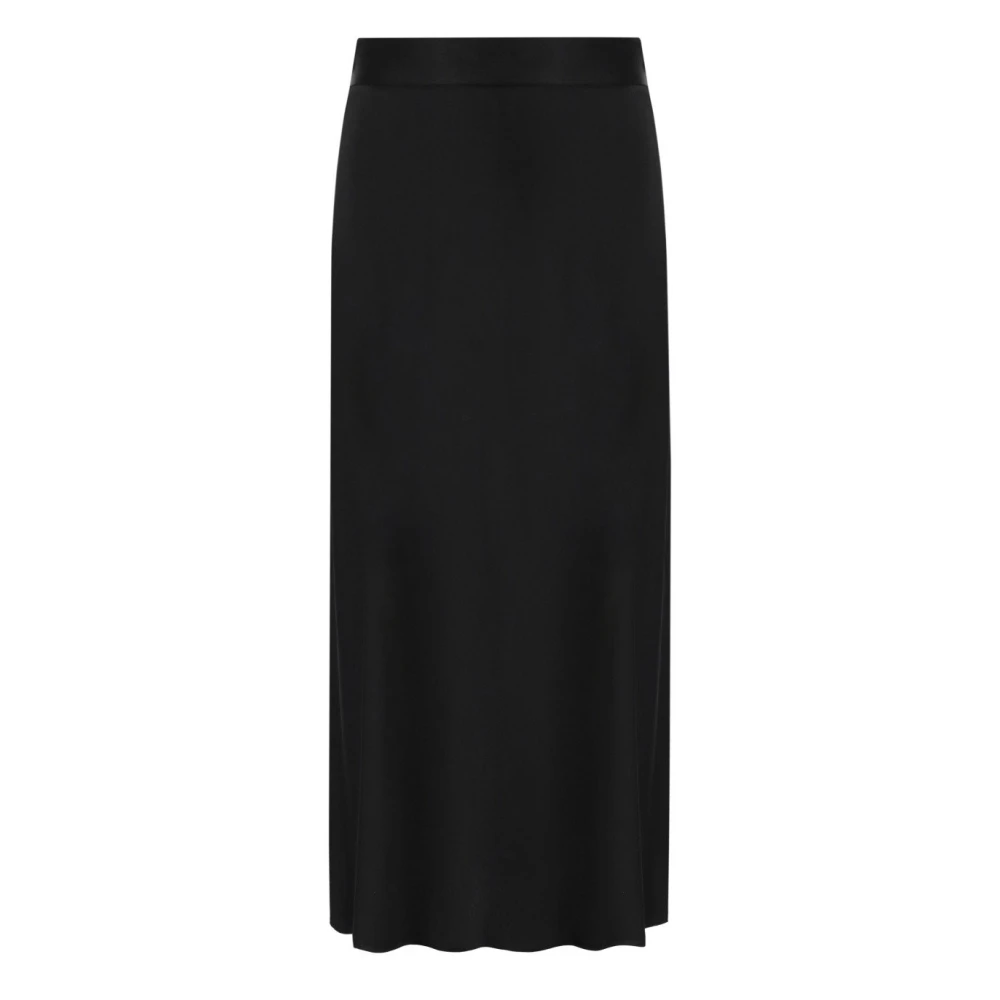 Elisabetta Franchi Zwarte Satijnen Uitlopende Midi Rok Black Dames