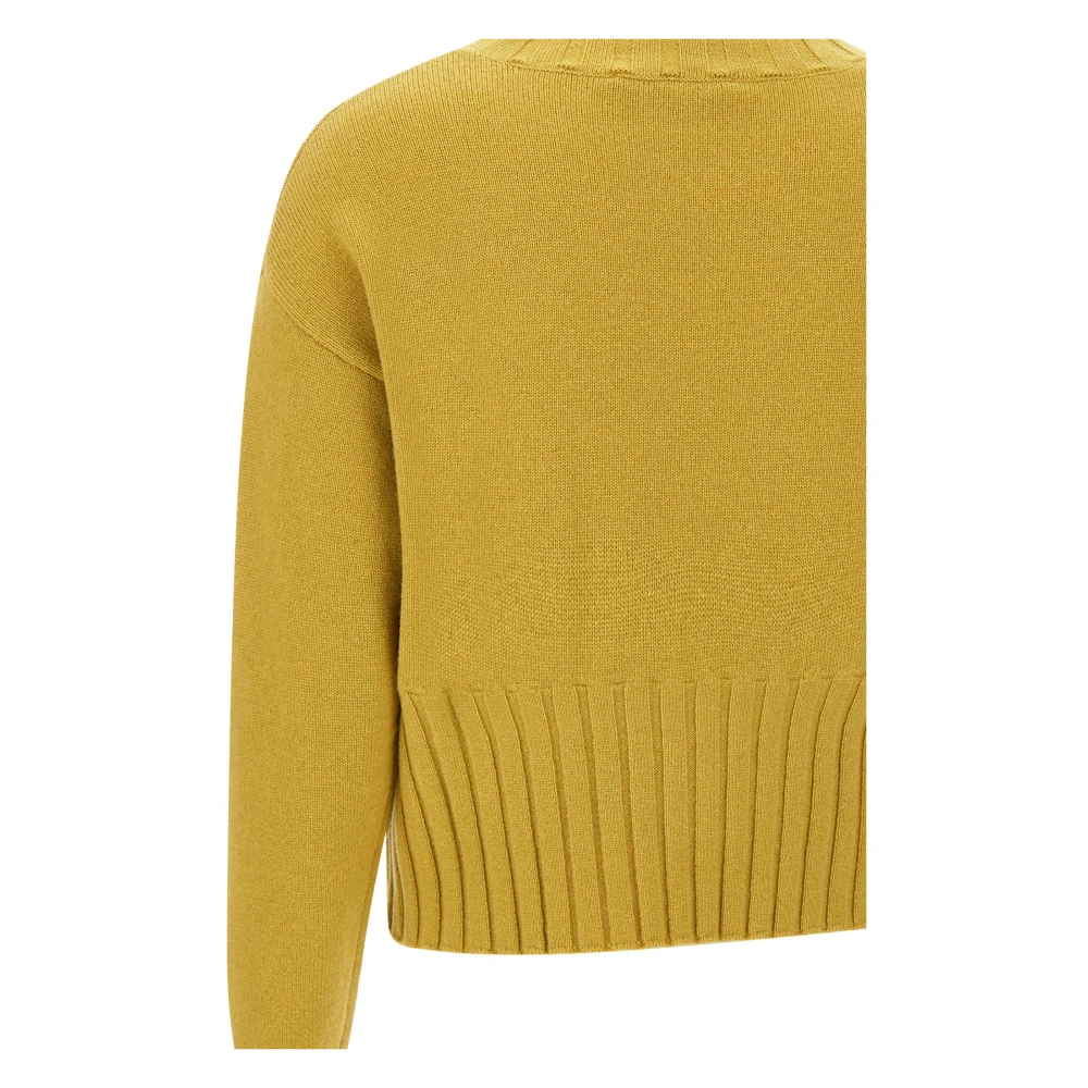 Kaos Mosterd Wol Kasjmier Trui Yellow Dames