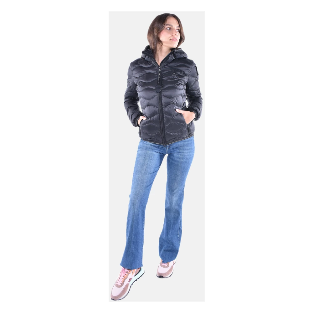 Blauer Gewatteerde capuchonjas Black Dames