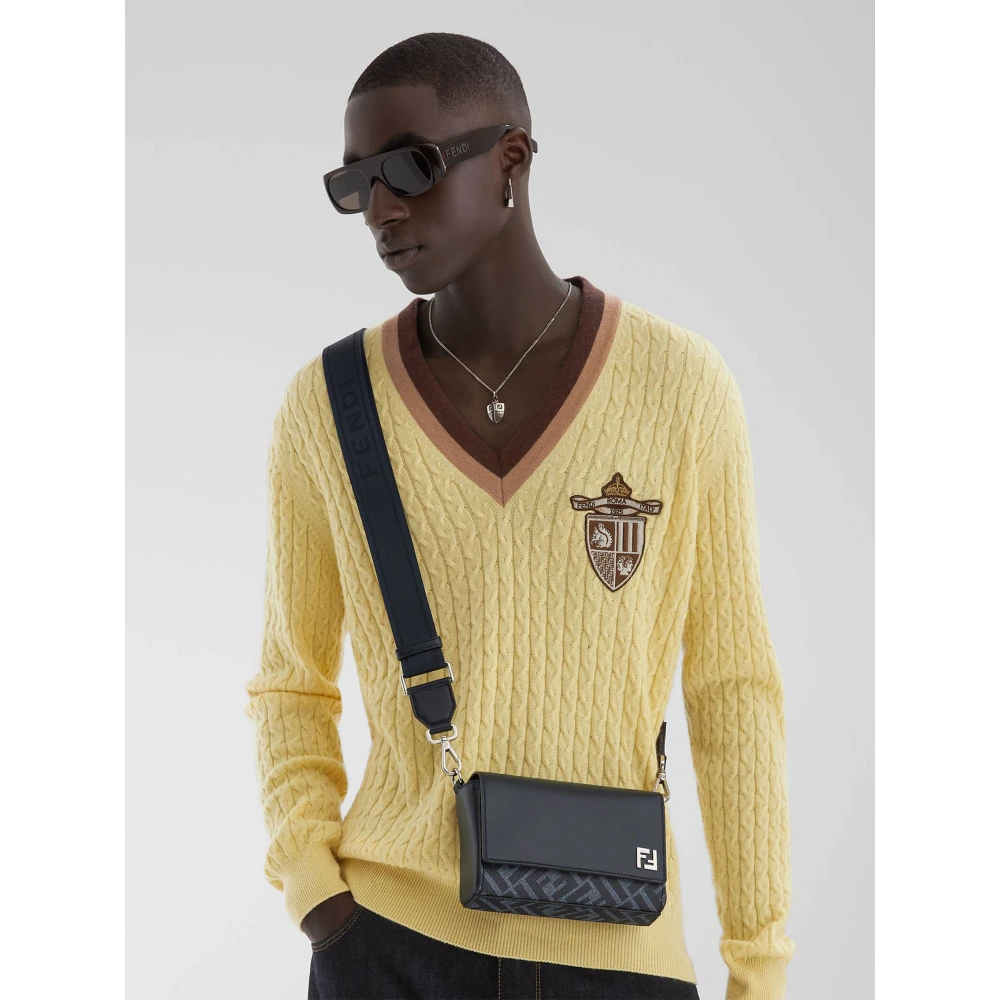 Fendi Blauwe Crossbody Tas met FF Appliqué Blue Heren