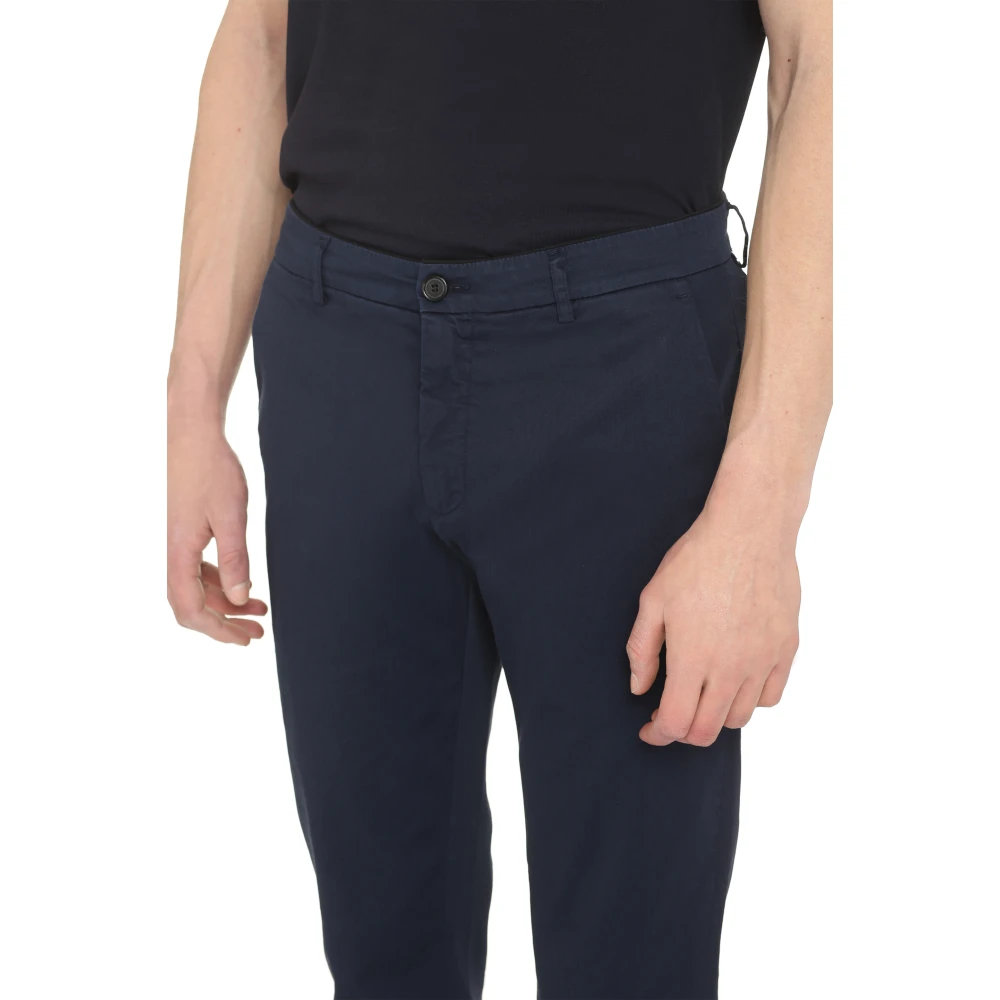 Department Five Stretch Katoenen Chino Broeken met Klepzakken Blue Heren