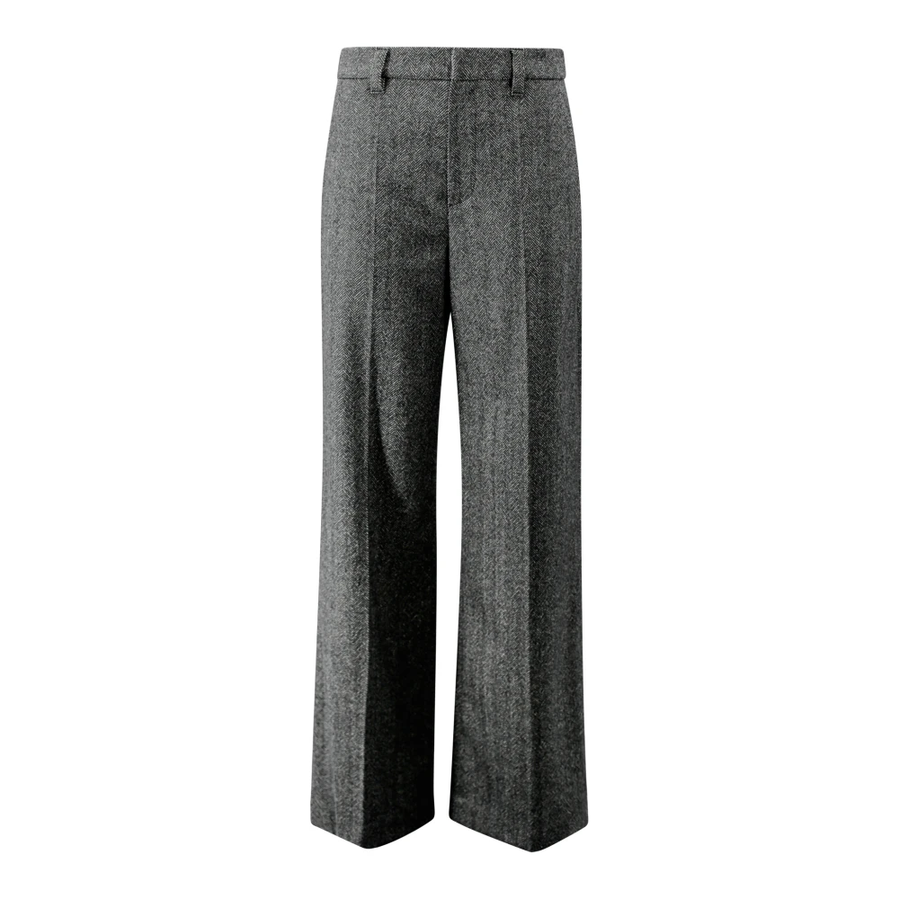 BRUNELLO CUCINELLI Zwarte Wollen Blend Herringbone Broek Black Dames