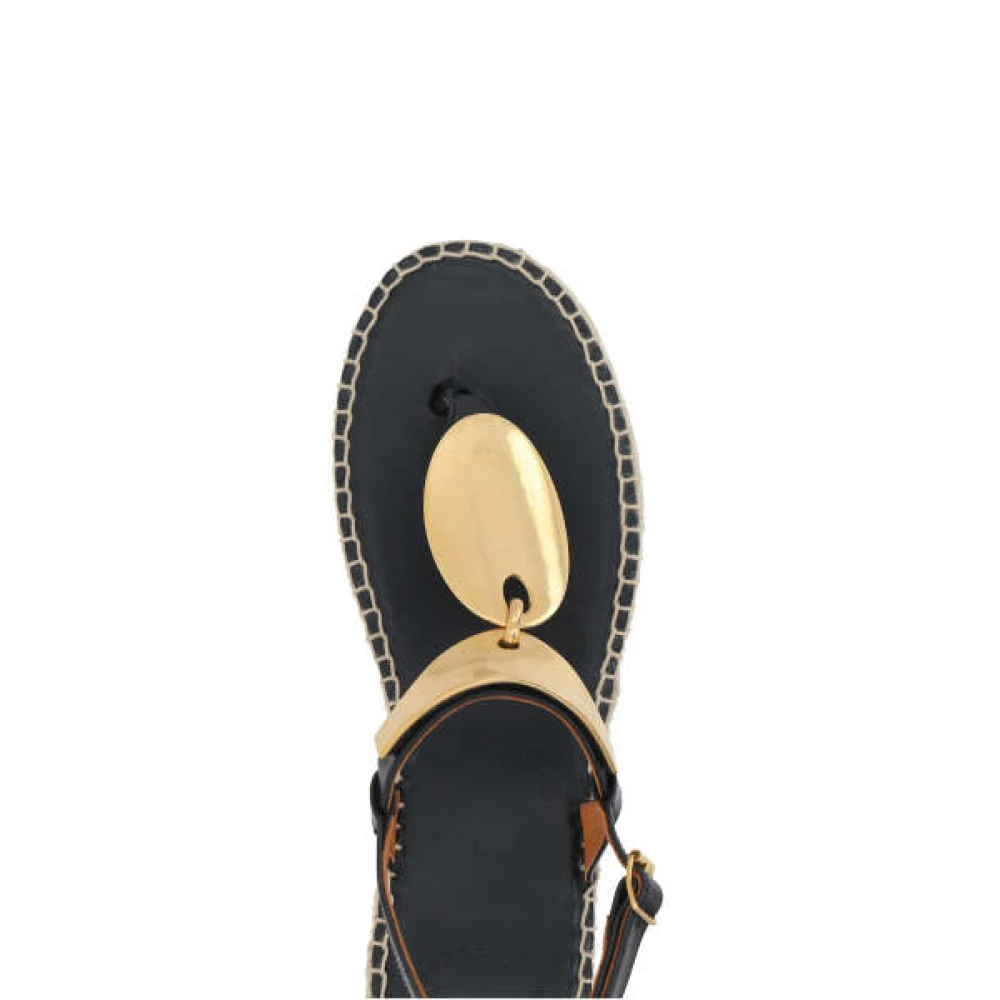 Chloé Zwarte+Gouden Leren Sandalen met Metalen Detail Multicolor Dames
