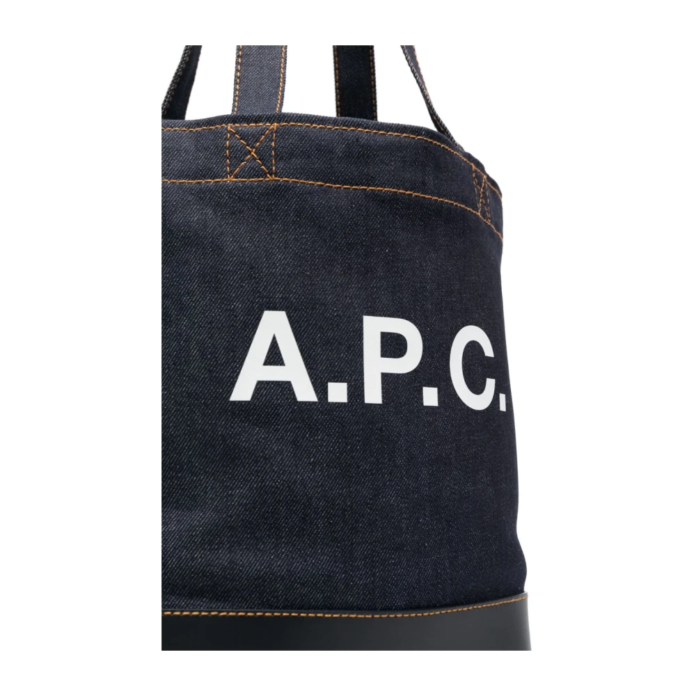 A.p.c. Blauwe Denim Tote Tas met Leren Basis Blue Dames
