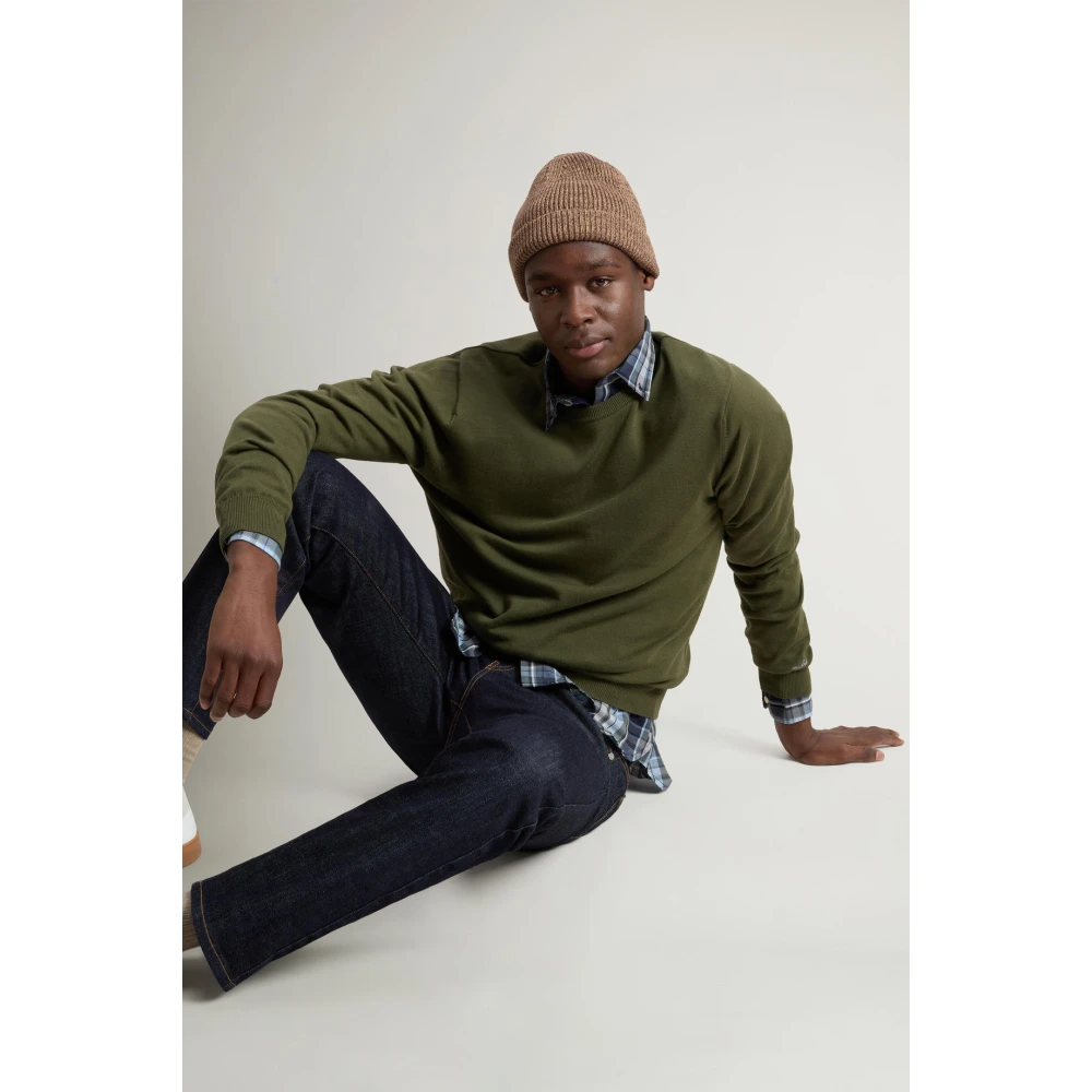 Woolrich Katoenen Crewneck Jersey Sweater Green Heren
