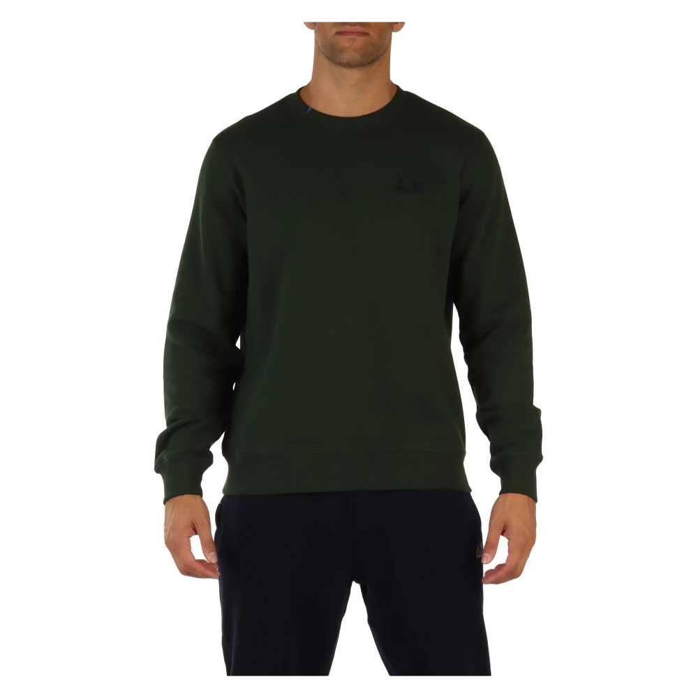 Sun68 Katoenen sweatshirt met geborduurd logo Green Heren