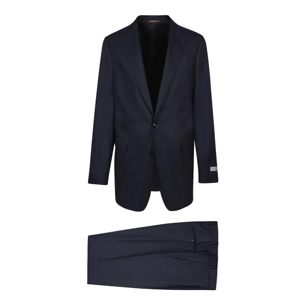 Canali Blauw Kasjmier Pak met Inkeping Revers Black Heren