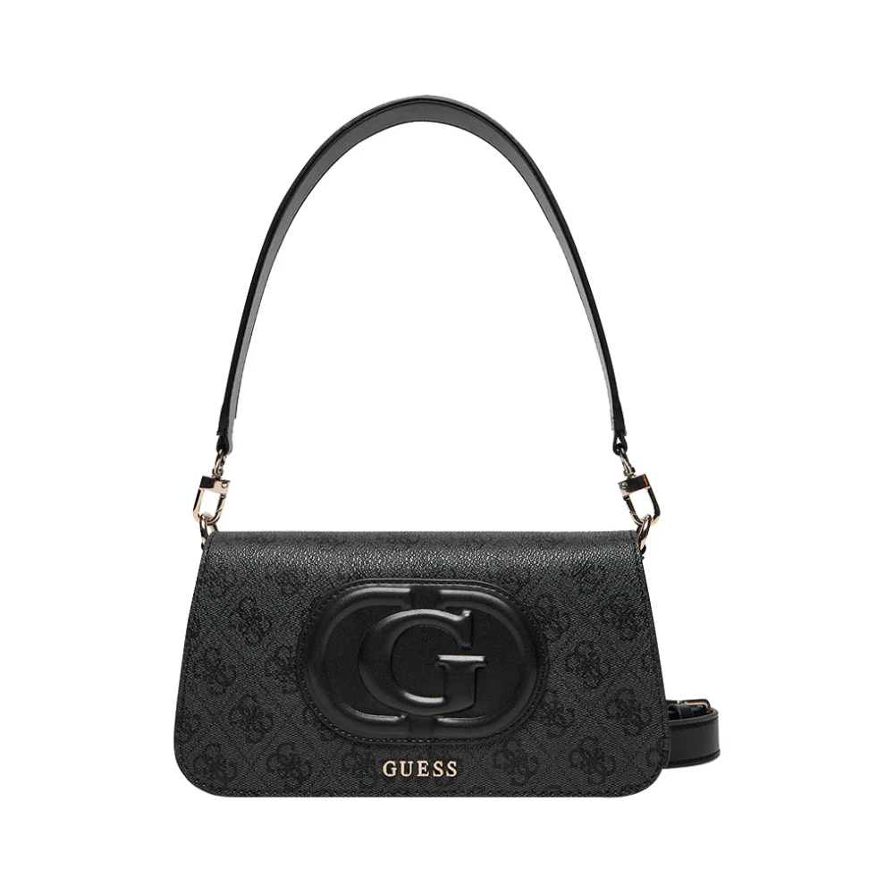 Guess Zwarte schoudertas met gouden details Black Dames
