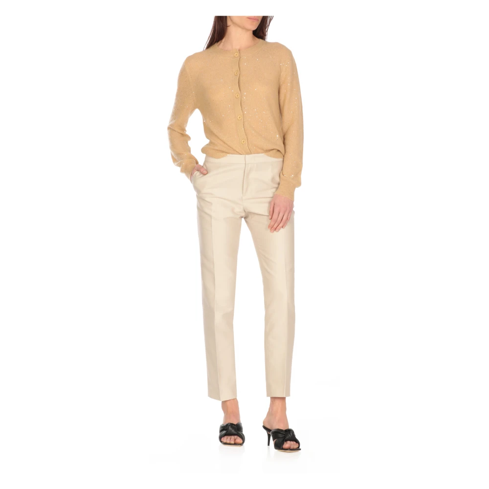 Fabiana Filippi Paillet Beige Vest Ronde Hals Sweater Beige Dames