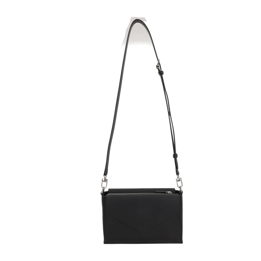 Montblanc Zwarte gestructureerde leren messenger tas Black Heren